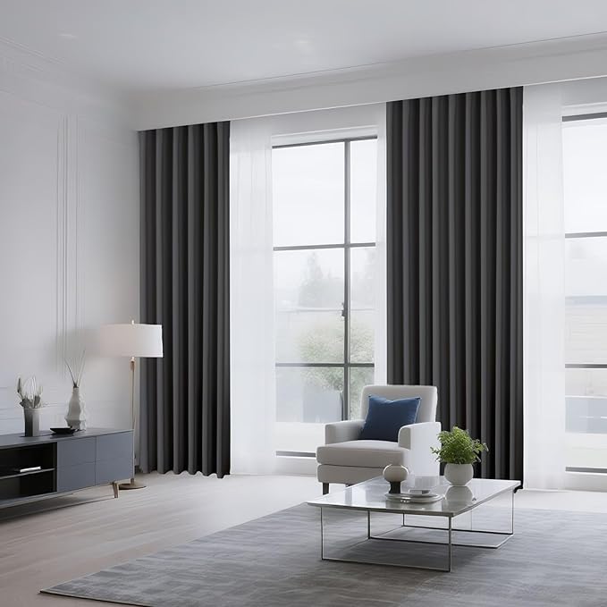 CUCRAF Dark Grey Blackout Curtains 45 inch Length 2 Panels Set, Rod Pocket Room - Image 8