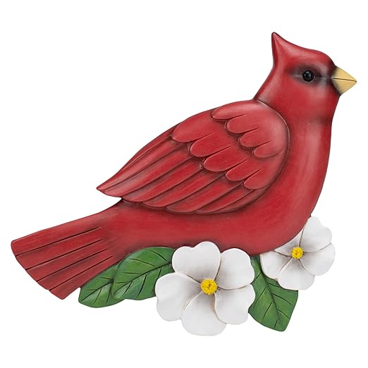 NAT & Jules Animal Character Shaped Dimensional Indoor Outdoor 11 inch Cast Resin Decorative Garden Stepping Stone, Patio, Walkway Sculpture Yard Art, Cardinal Red