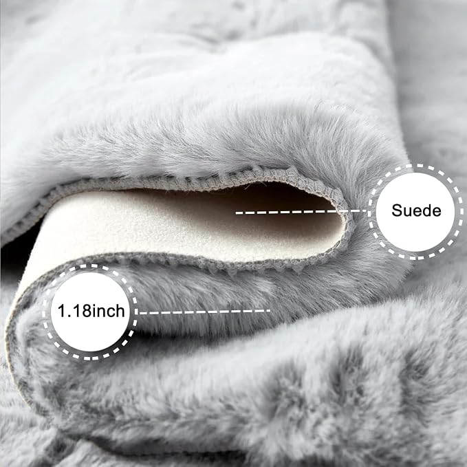 Ghouse Ultra Soft Faux Rabbit Fur Rug, Machine Washable Area Rugs - Image 3