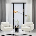 Oversized Accent Chair Set of 2 for Living Room Chairs Reading Arm Chair Comfy Modern Single Sofa Side Chairs with Metal Legs & Soft Cushion for Bedroom, Balcony,Waiting Room (Polyester, Pearl White)