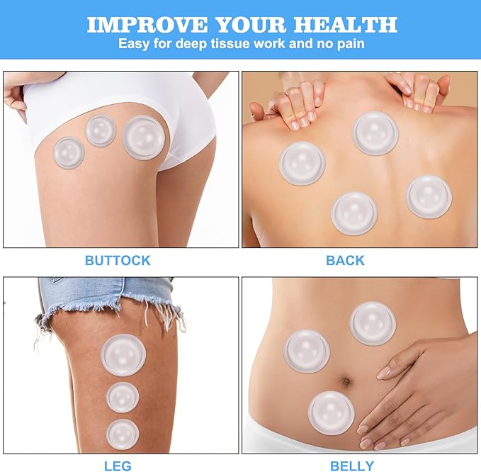Silicone Cupping Therapy Set - Cupping Kit for Massage Therapy - Cellulite Remover Cupping Set - Anti Cellulite Cup Massager, Vacuum Suction Massage Cups for Cellulite Reduction