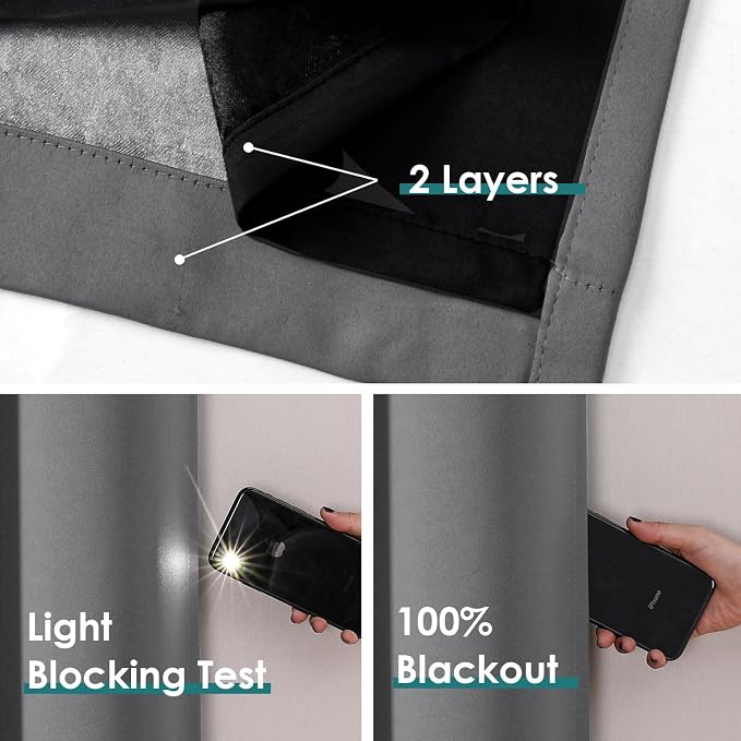 ChrisDowa 100% Blackout Curtains 108 inch Long - Image 4