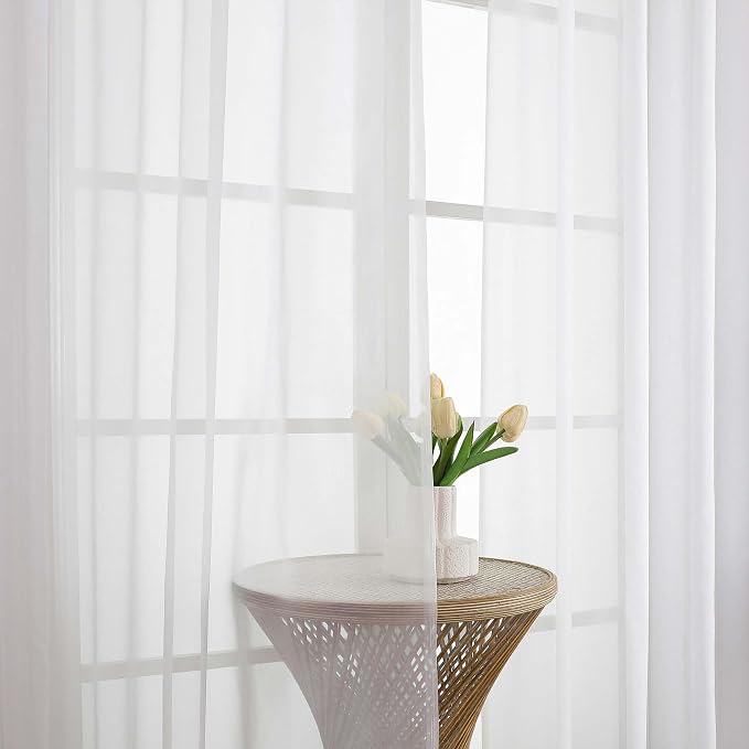 Chyhomenyc White Sheer Curtains 78 Inches Long 2 Panels Set - Image 9