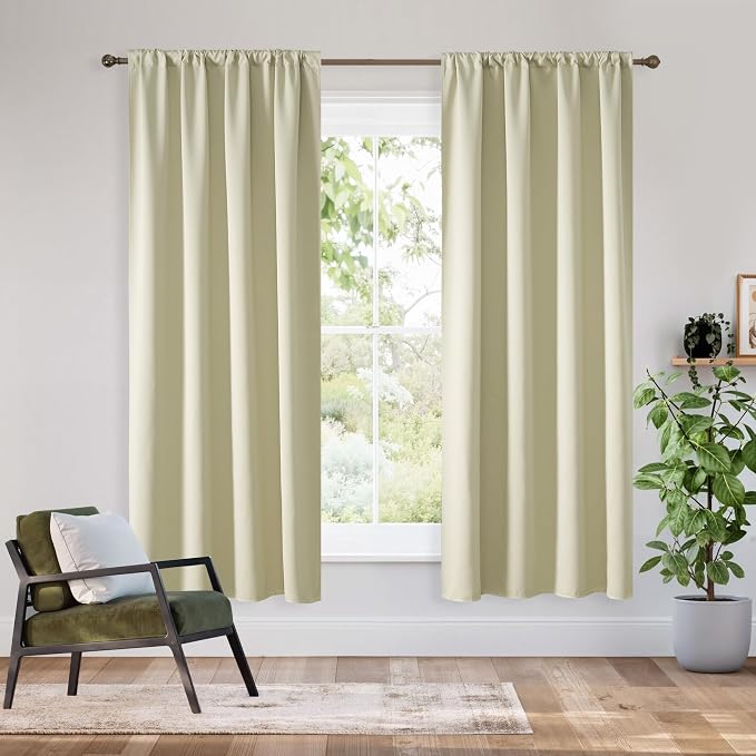 RYB HOME Bedroom Blackout Curtains 54 inches Long, 100% Blackout Thermal by RYBHOME
