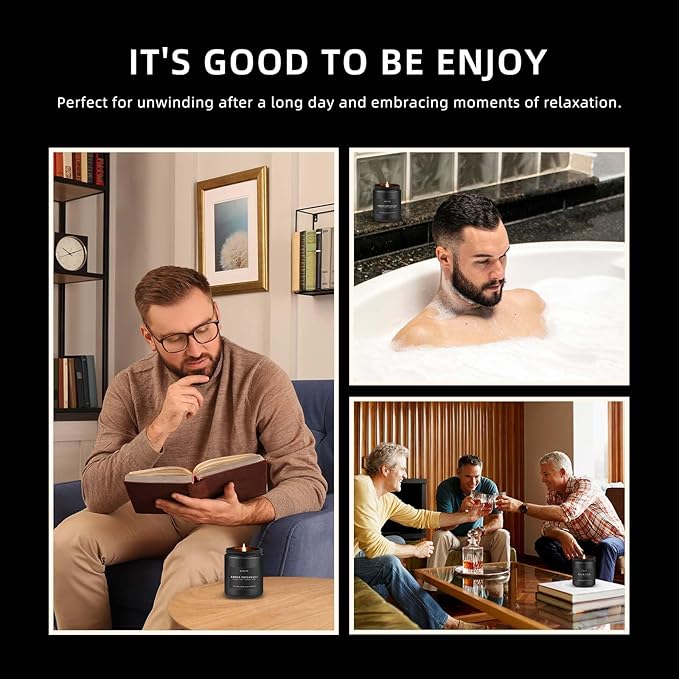 Scented Candles Set | Gifts for Men - 4 Pack Men Candle Set, Masculine Candle, Soy Candles for Home Scented, Gift for Dad Fathers Day -Scent of Cedar Oakmoss/Pine&Clove/Patchouli/Sandalwood