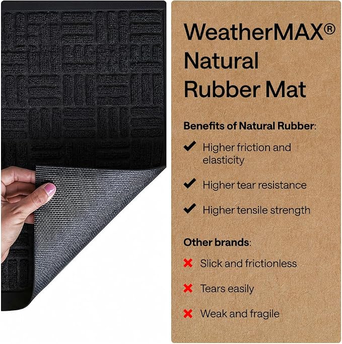 GORILLA GRIP 100% Waterproof All-Season WeatherMAX Doormat 35x23, US Designed - Image 6
