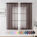 Aiyufeng Chocolate Sheer Curtains 63 Inches Long 2 Panels, Solid Voile Top Dual by Aiyufeng