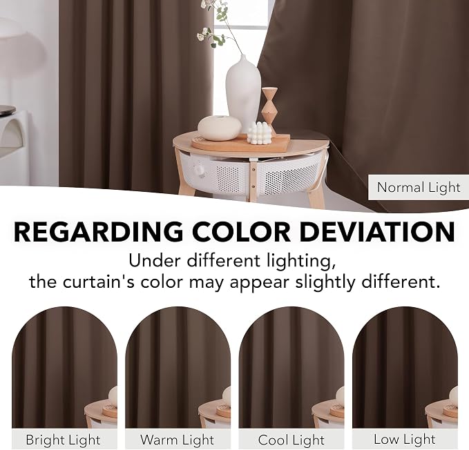 Deconovo Blackout Curtains, Thermal Insulated, W52 x L72 2 Panels, Back Tab - Image 6