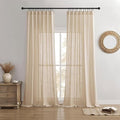 Joydeco Linen Curtains 96 Inch Length 2 Panel Sets, Light Filtering Curtains by JOYDECO