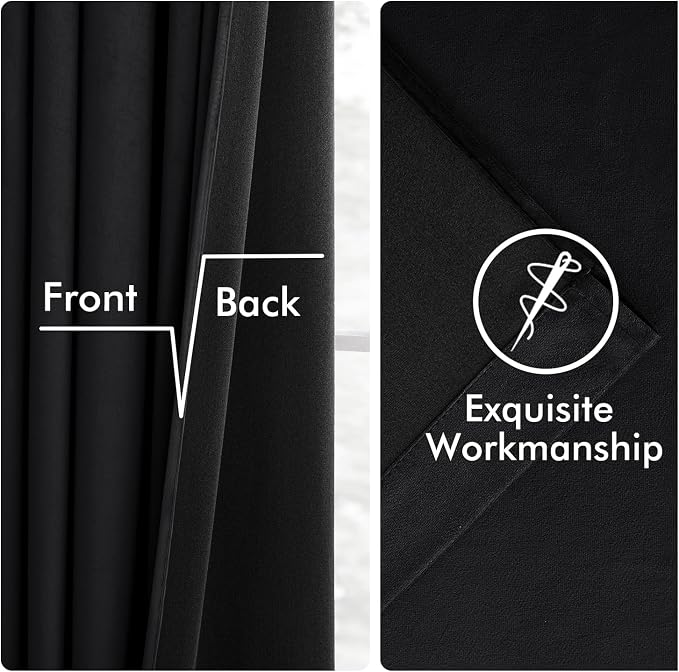 MIULEE Velvet Curtains 50W x 90L 2 Panels Black Blackout Curtains | Luxury - Image 6