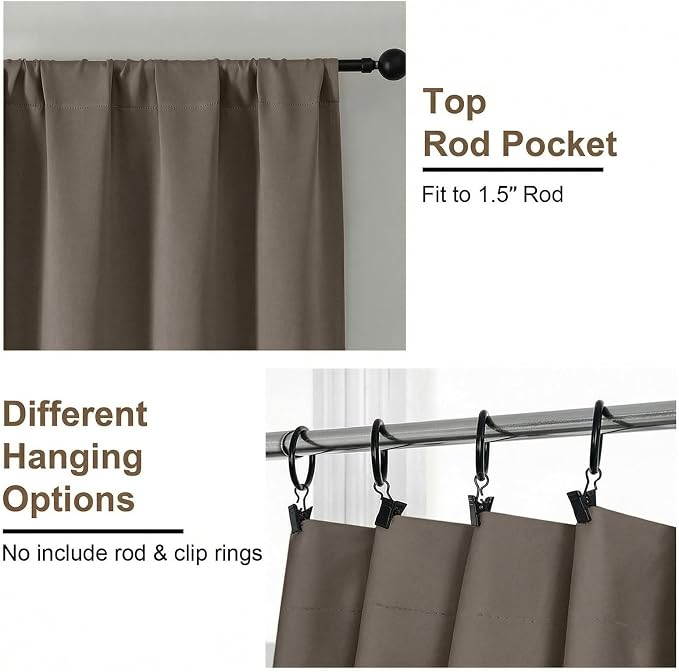 Simplebrand Ava Latte Short 36 Inches Blackout Curtain 2 Panels Set, Half - Image 4
