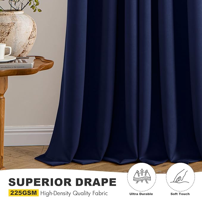 MIULEE Blackout Curtains for Bedroom 2 Panels 40 x 48 Inch Long Navy Blue | - Image 5