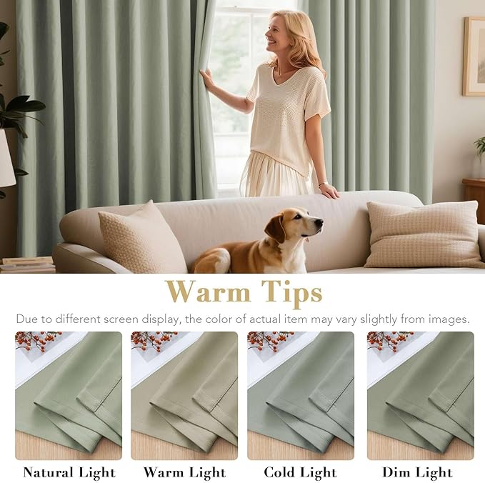 H.VERSAILTEX Winter Season Thermal Insulated Nickel Grommet Blackout Curtains/Draperies for Bedroom/Living Room - 2 Panels Set - 52x72 Inch - Solid Light Sage