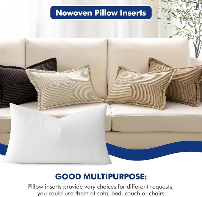 MIULEE Pillow Insert 12x24 Inch Decorative Rectangle Throw Pillow Inserts | - Image 2