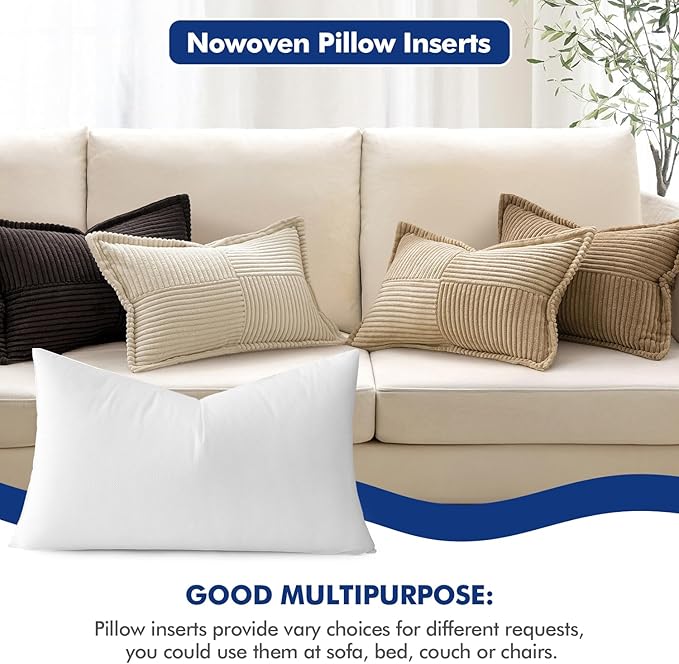 MIULEE Pillow Insert 14x22 Inch Decorative Rectangle Throw Pillow Inserts | - Image 2