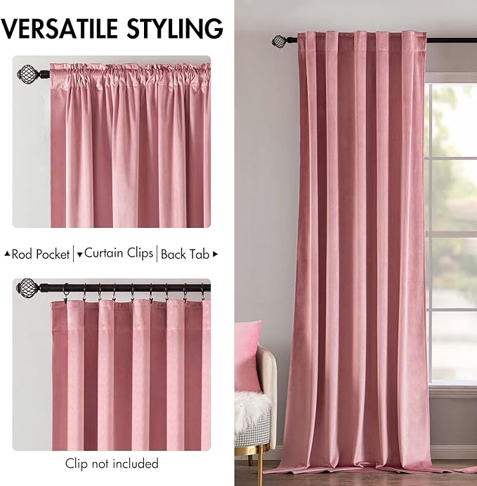 MIULEE Velvet Curtains 96 inches 2 Panels - Image 2