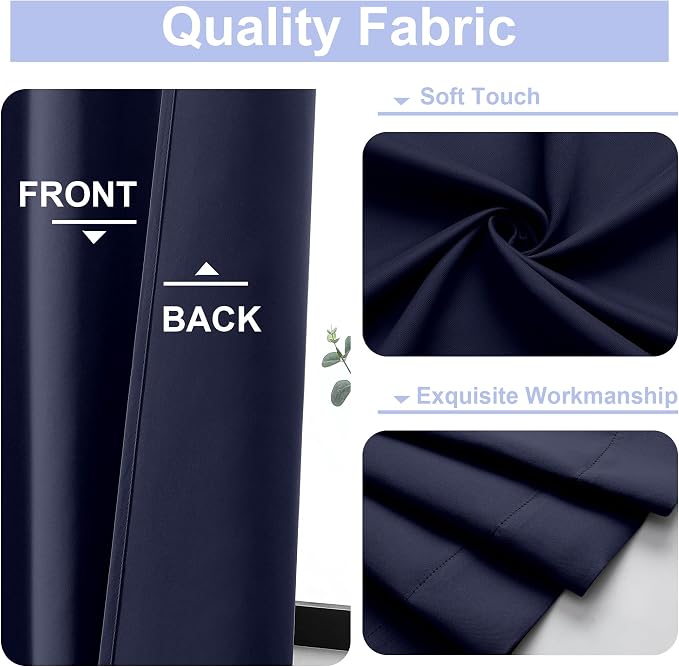 Simplebrand Ava Navy Blue Blackout Extra Long 10ft Curtains - Image 3