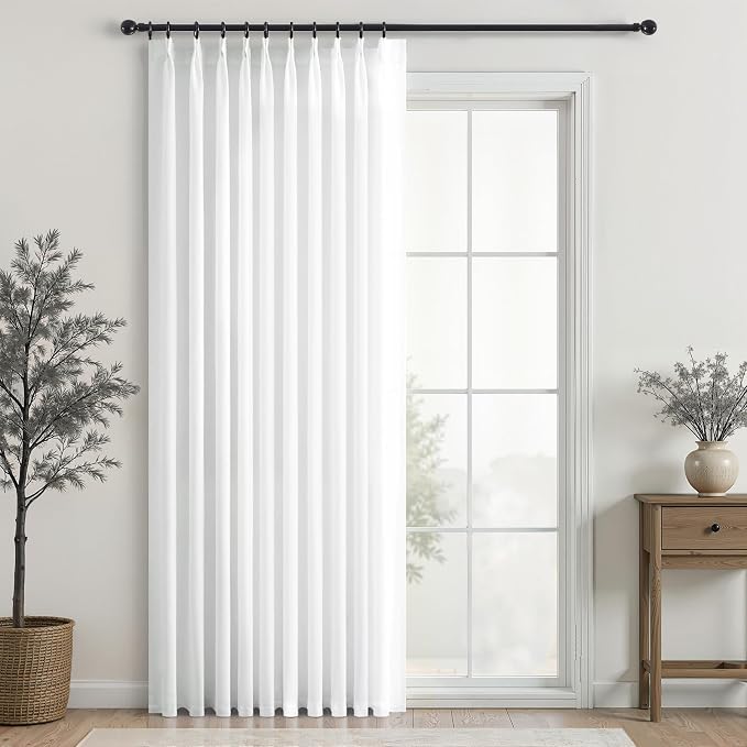 Topfinel 84 Inches Long Pinch Pleated Semi Sheer Curtains by Topfinel