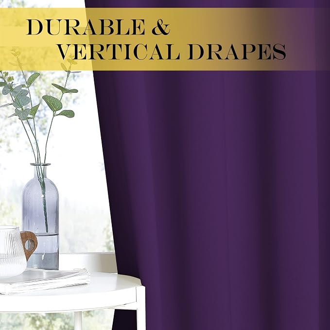 NICETOWN Royal Purple Blackout Curtains 84 inch Length, Grommet Top Room - Image 4