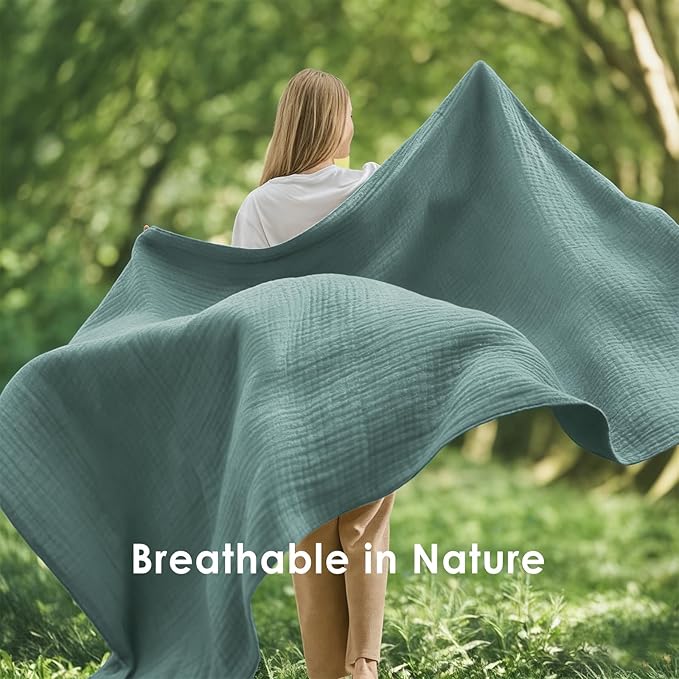 EMME Muslin Blankets for Adults Throw Blanket for Couch Breathable Gauze Soft - Image 6