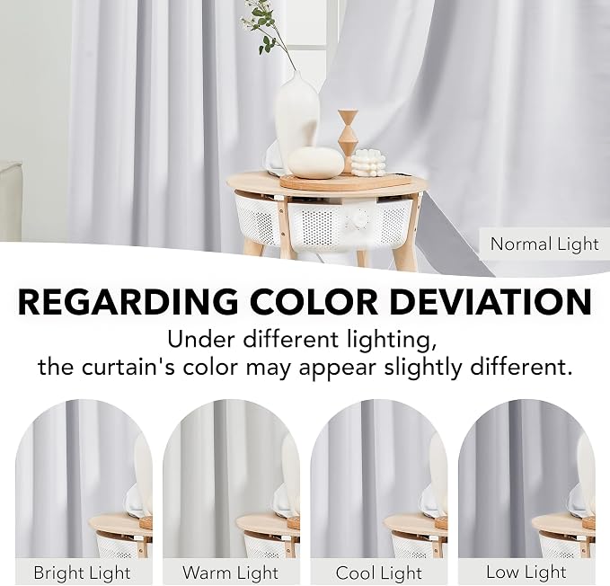 Deconovo Blackout Curtains, Thermal Insulated, W52 x L45 2 Panels, Back Tab - Image 3