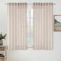 MIULEE Natural White Linen Curtains 48 Inch Length 2 Panels by MIULEE