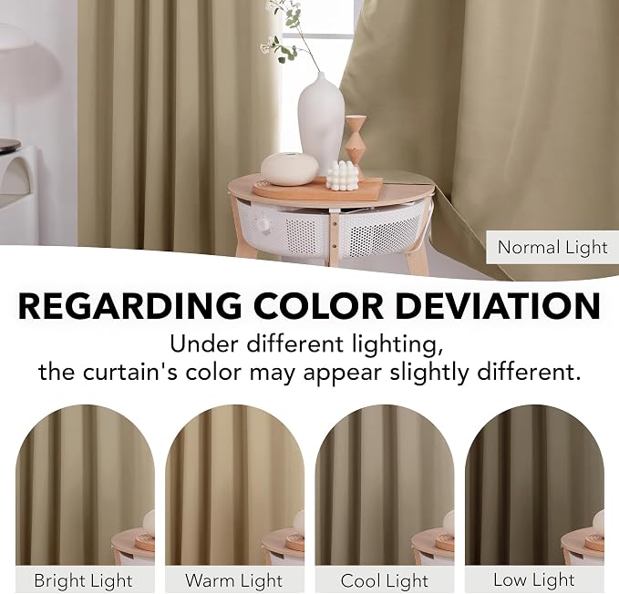 Deconovo Solid Back Tab and Rod Pocket Curtains Thermal Insulated Blackout - Image 6