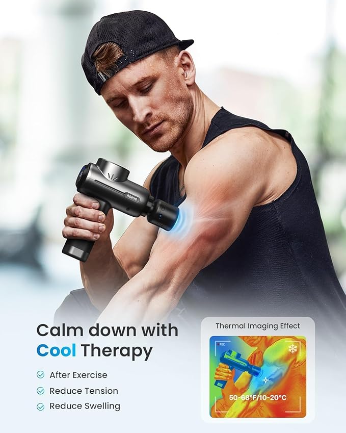 RENPHO Massage Gun with Heat and Cold, Portable Percussion Muscle Deep Tissue Massager with Bluetooth, Carry Case, Gifts for Men Women, Active+ Thermacool