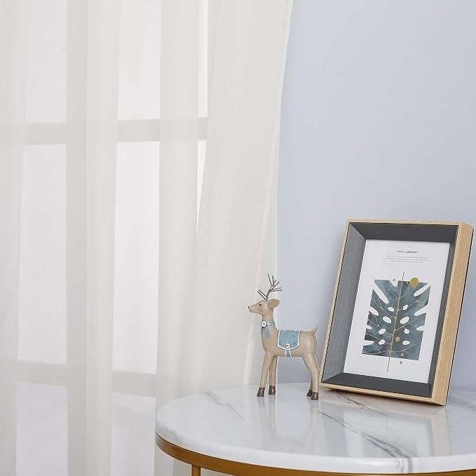 NICETOWN Beige Sheer Curtains for Living Room 120 inches Long, Grommet Voile - Image 5