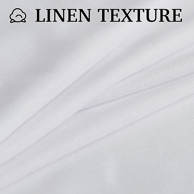 RYB HOME Farmhouse Boho Linen Sheer Curtains 90 inches Long - Image 5
