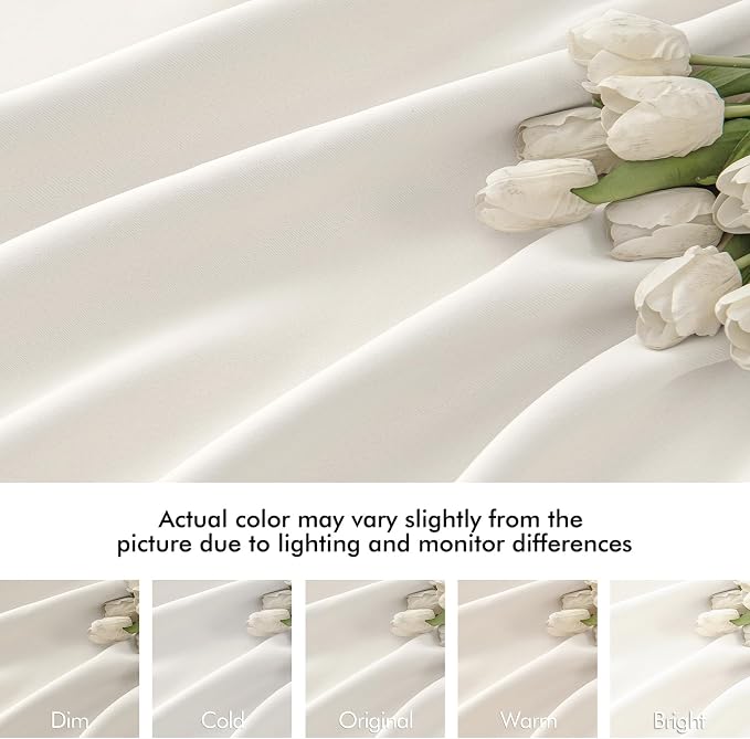MIULEE Ivory Back Tab Blackout Curtains 52x96 Inch Long 2 Panels Set | Rod - Image 8