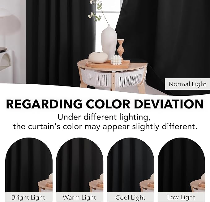 Deconovo Blackout Curtains, Thermal Insulated, W52 x L45 2 Panels, Back Tab - Image 6