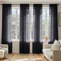 MIULEE Black Sheer Curtains 90 Inches Long 4 Panels 54 x 90 Inches | Light by MIULEE