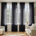MIULEE Black Sheer Curtains 108 Inches Long 4 Panels 54 x 108 Inches | Light by MIULEE