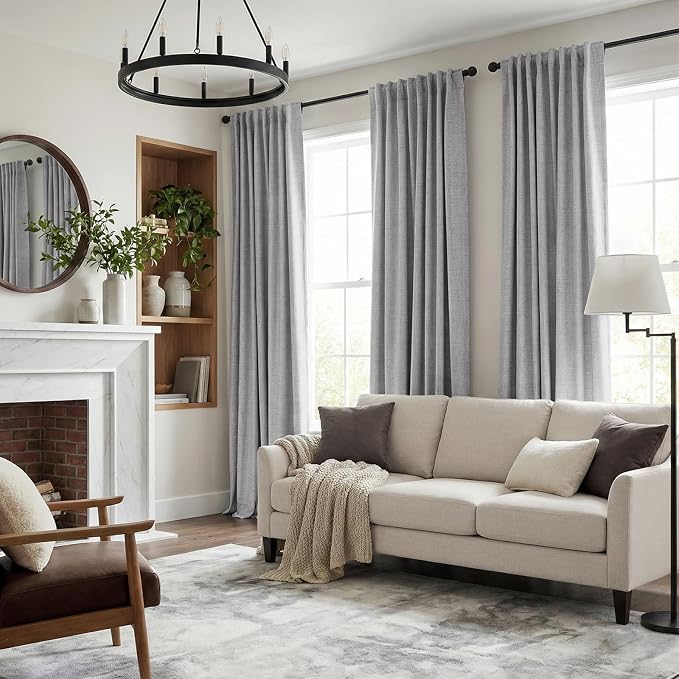 INOVADAY 100% Blackout Curtains 108 Inches Length 2 Panels Set, Back Tab/Rod - Image 5
