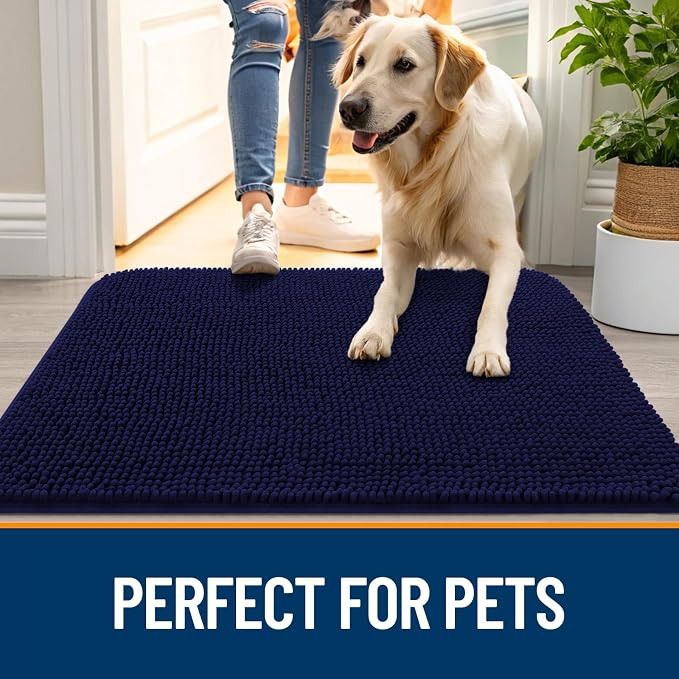 OLANLY Dog Door Mat for Muddy Paws 44x32, Super Absorbent Chenille Mud Mat | - Image 6