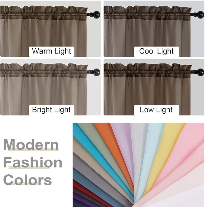 Cafe Curtains 36 Inch Length Tier 2 Pieces, Modern Soft Airy Sheer Kitchen - Image 5