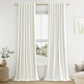 Ivory 100% Blackout Linen Curtains 120 Inch Length 2 Panels Set by Guken