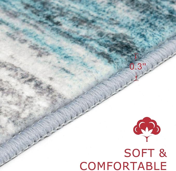 KOZYFLY Modern Abstract Hallway Runner Rug, 2.6x16 Washable Rug Runner Non-Slip - Image 2