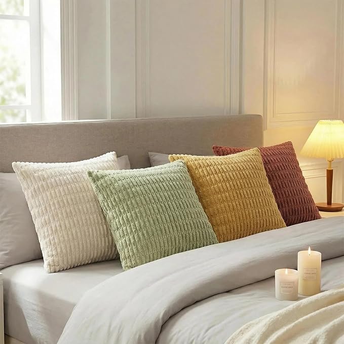 Fancy Homi 4 Packs Boho Fall Euro Decorative Throw Pillow Covers 26x26 Inch - Image 3
