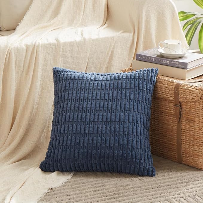Fancy Homi 4 Packs Dusty Blue Decorative Throw Pillow Covers 18x18 Inch - Image 2