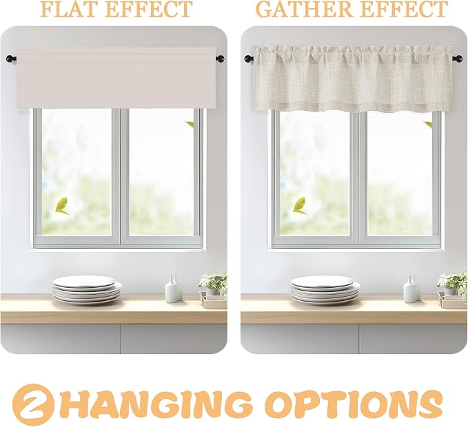 OWENIE Natural Valances for Windows 1 Pcs 20 Inch Length, Light Filtering - Image 5