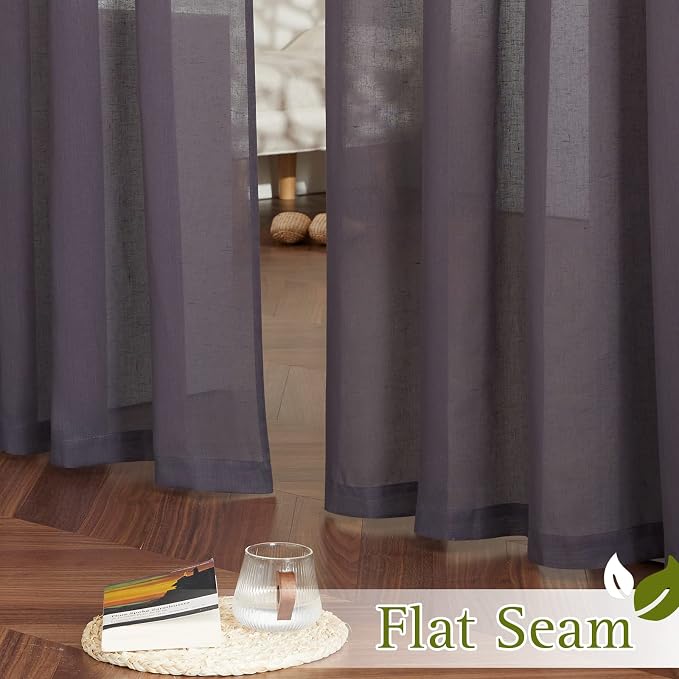 NICETOWN Linen Curtains for Bedroom, Grommet Semi Sheer Privacy - Image 6