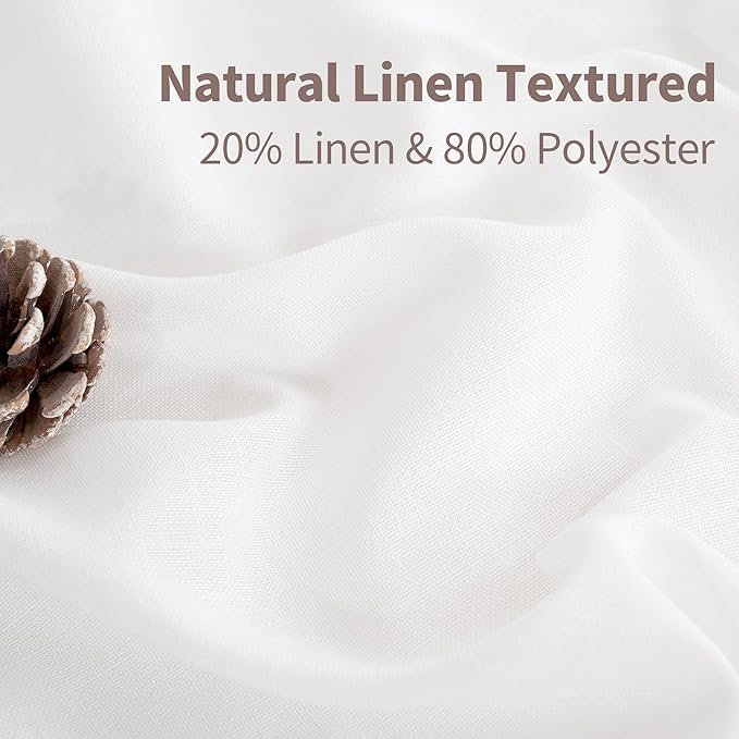 YoungsTex 72 Inch Length White Linen Semi Sheer Curtains - Image 4