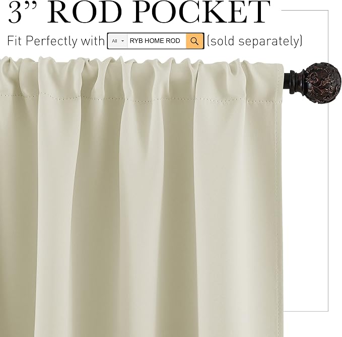 RYB HOME Curtains for Bedroom 84 inches Long 2 Panels Set, Privacy Thermal - Image 3