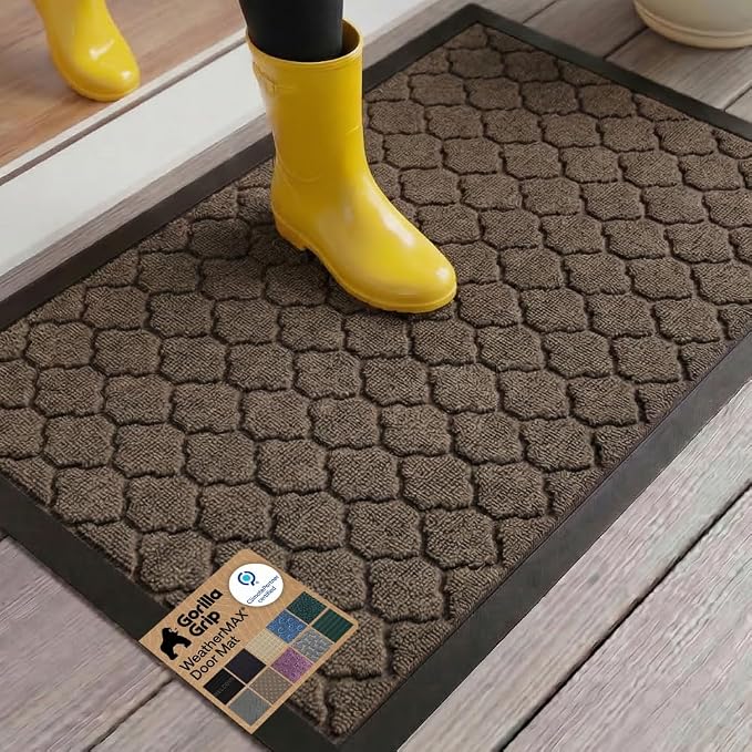 GORILLA GRIP 100% Waterproof All-Season WeatherMAX Doormat 35x23, US Designed by GorillaGrip