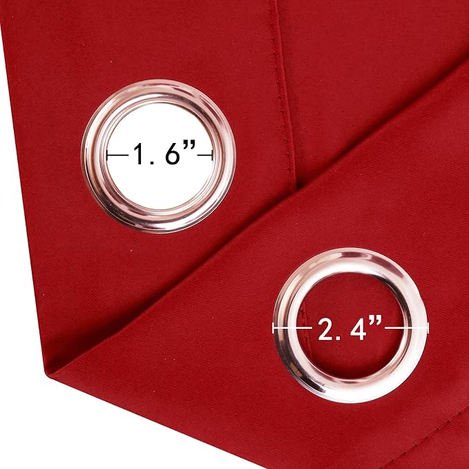 Blackout Curtains 52 x 90 Inch Long Bright Red Curtains Set of 2 Panels Room - Image 5