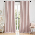 Baby Pink 100% Blackout Linen Curtains 96 Inch Length 2 Panels by Topfinel