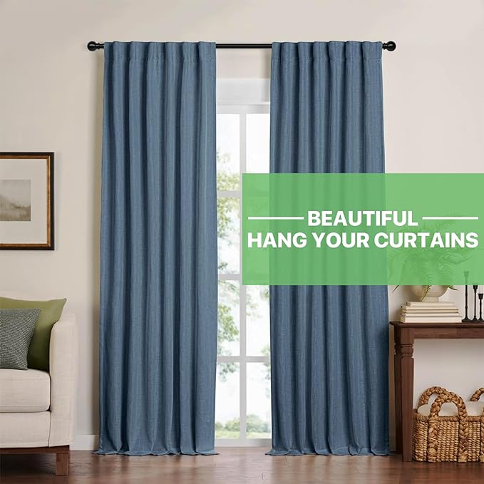2 Pack 28-48 inch Black Metal Wall Mounted Curtain Rod Set - Image 2