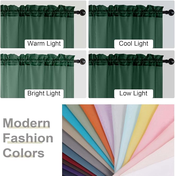 Sheer Hunter Green Curtains for Bedroom Living Room 90 Inches Long 2 Panels Set - Image 6
